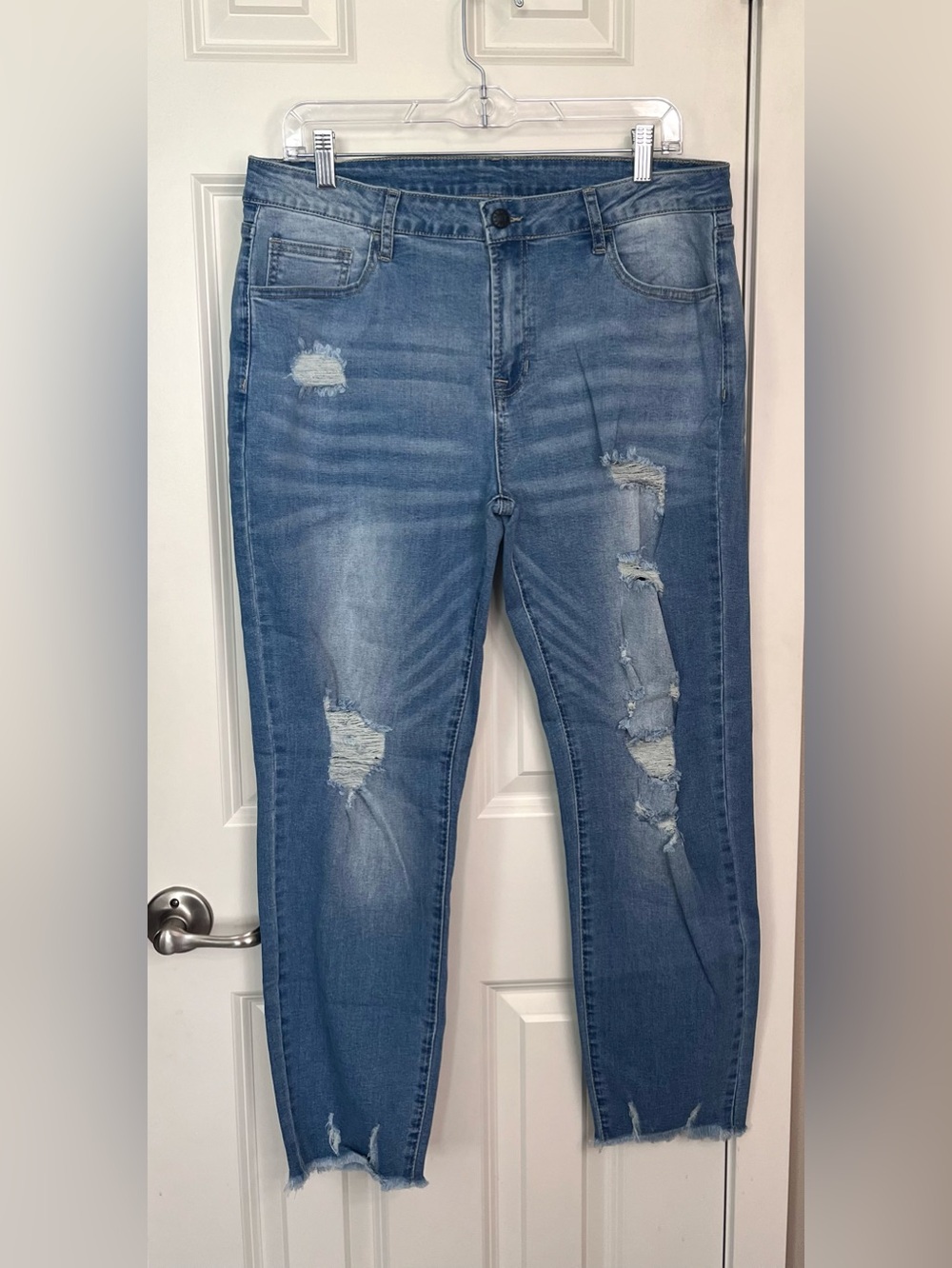 Light Wash Distressed Bootcut Jeans
